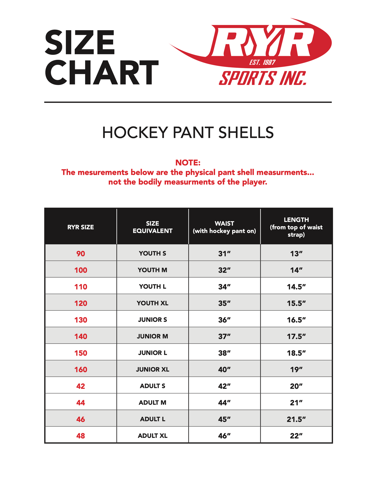 Pro Hockey Pant Shell (price includes HST)